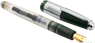 Ledos Click 71JT Clear Acrylic Fountain Pen Jumbo Size Medium Nib With Converter Green Fountain Pen(Ink Color - Blue)