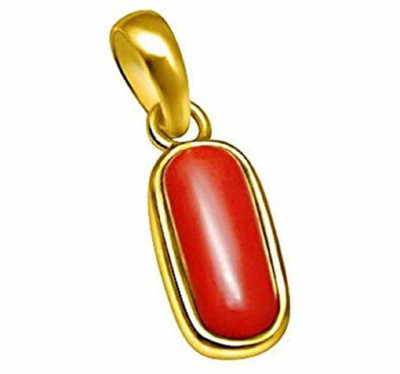 Chopra Gems Red Coral Moonga Gemstone Pendant A+ Quality for Women & Men Gold-plated Stone Pendant