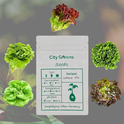 CityGreens Lettuce Lollo Rosso, Green Oak, Red Oak, Batavia, Butterhead Seed(100 per packet)