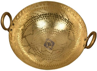 Yadav Craft Brass Kadhai Frying Pan Kadai with handle Kadhai 36 cm diameter 3 L capacity(Brass, Non-stick)