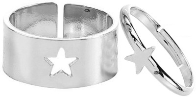 M Men Style Inspire Jewelry Custom Charm Cute Star Design Couple Finger Ring Set Stainless Steel Cubic Zirconia Rhodium Plated Ring Set