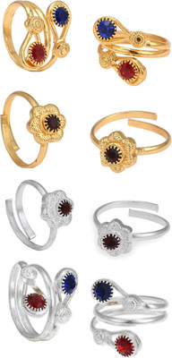 AanyaCentric Alloy Gold, Silver Plated Toe Ring Set