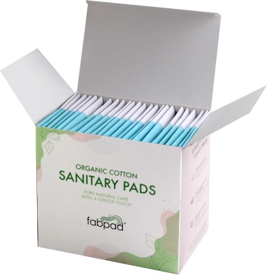 FabPad Organic Cotton Ultra Thin Rash Free Biodegradable Eco-Friendly Sanitary Pads Period Napkins with Disposable Cover (Light Flow, Pack of 24) Sanitary Pad(Pack of 24)