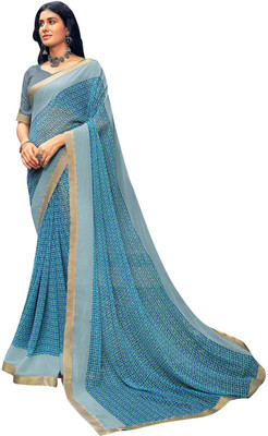 Pbs Prints Floral Print Bollywood Silk Blend, Chiffon Saree(Grey)