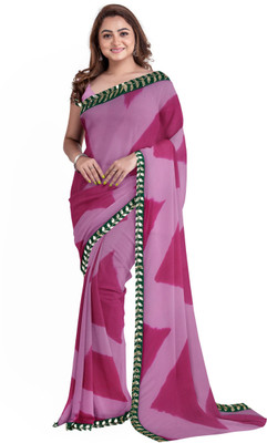 KHATRI AND SONS Embellished Bandhani Chiffon Saree(Pink)