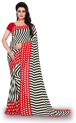 Anand Sarees Striped Daily Wear Georgette Saree(Black)