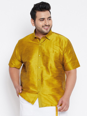 VASTRAMAY PLUS Men Solid Casual Yellow Shirt