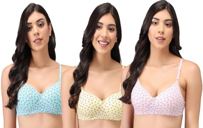 Saklana Women padded bra combo pack of 3 Women T-Shirt Lightly Padded Bra(Multicolor)