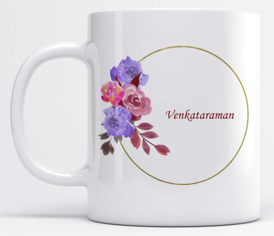 LOROFY Name Venkataraman Printed Floral Design Ceramic Coffee Mug(350 ml)