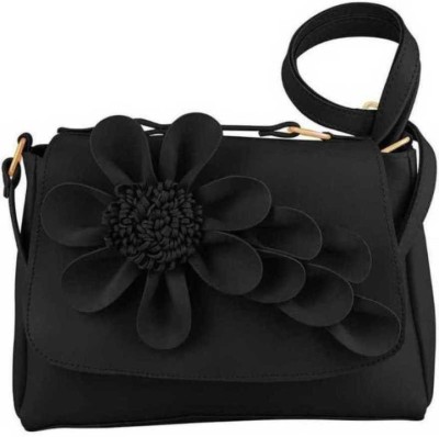 whitelifte Black Sling Bag WOMEN STYLISH LONG SLING BAG FLOWERS [BLACK]