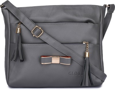 Glossy Grey Sling Bag Sling Bag For Women / Girls