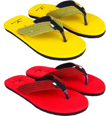 EVOK Mens Comfortable Trending And Stylish Multicolor Embozing Flipflop (Pack Of 2) Slippers(Multicolor 10)