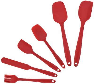 ZUCLLIN Silicon Spatula Heat-Resistant Spatula - One Piece Seamless Design, Non-Stick Silicone with Reinforced Stainless Steel Core (6 Piece Set, Red) Kitchen Tool Set(Red, Spatula)