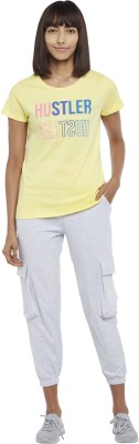 Ajile By Pantaloons Graphic Print Women Round Neck Yellow T-Shirt