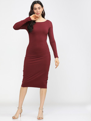 Tokyo Talkies Casual Solid Women Maroon Top