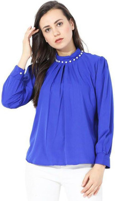 FabRange Casual Striped Women Blue Top