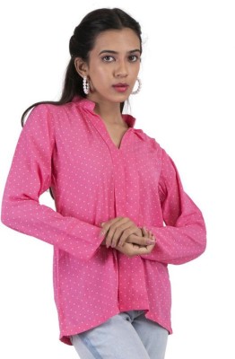 DAMO FASHION Casual Polka Print Women Pink Top