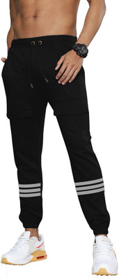 JUGULAR Striped Men Black Track Pants