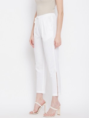 WineRed Regular Fit Women White Trousers