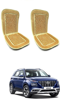 AuTO ADDiCT Wooden Bead, Velvet Seating Pad For  HYUNDAI Venue E 1.2 Petrol(Front Seats,Back Seats Beige)