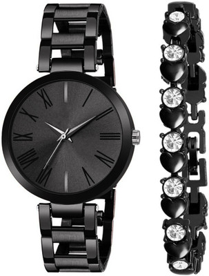 Motugaju Analog Black Dial Watch And Bracelet Combo For Analog Watch  - For Women