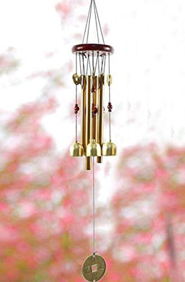 PARADIGM pictures 5 bell 4 pipe windchime with good sound -positive energy items Aluminium Windchime(28 inch, Gold)
