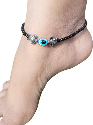 MS ENTERPRISE Evil eye anklet for girls fancy anklet set of 2 evil eye turtle anklet Brass Anklet(Pack of 2)