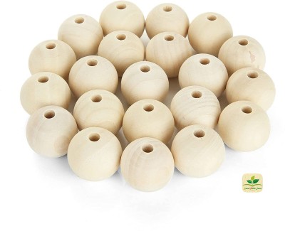 zazza home decor Macrame Round Natural Unfinished Wood Spacer Beads Wood Beads for Crafts DIY, Garland Making, Home and Holiday Decoration 100 pcs 25mm