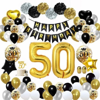 Prihit 50th Birthday Decorations Balloon and Foil Balloon for Man Set of 41(Set of 41)