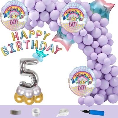 Bubble Bells 5th fifth happy birthday wall decorations kit materials for girls boys kids(Set of 111)