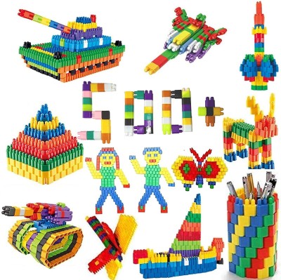 ODDEVEN 500+ PCS Creative Bullets Shaped Stem Building Blocks Toy Set For Kids(Multicolor)