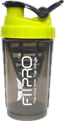 FitPro 500 ml Plastic Shaker(Pack of 1, Black, Green)