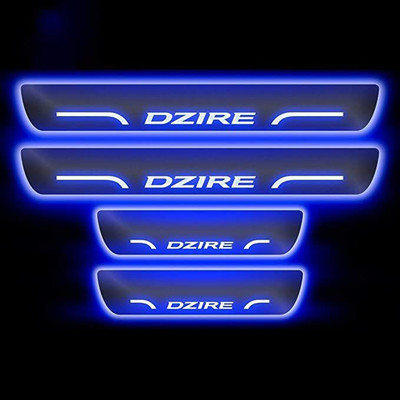 goshop Blue Sill Plate Waterproof Premium Glass Finishing Look Car Door with Mirror Finish Foot Step Sill Plate Maruti Dzire (Set of 4PCS, Blue) Car Fancy Lights(Blue)