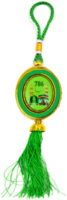 AFH 786 Makka Madina Islamic Rounde Shape Car Mirror Charm Decorative Hanging Ornament Car Hanging Ornament(Pack of 1)