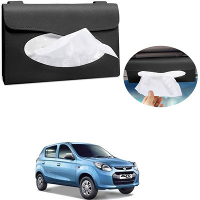 AXWee Car Tissue Holder, Sun Visor Napkin Holder, Tissue Box Holder, PU Leather Tissue Box, Backseat Tissue Purse Case Holder Black For Maruti Suzuki Alto 800 Vehicle Tissue Dispenser(Black)