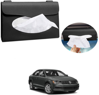 AutoGnix Car Tissue Holder Sun Visor T Holder PU Leather For Volkswagen Jetta Vehicle Tissue Dispenser(Black)