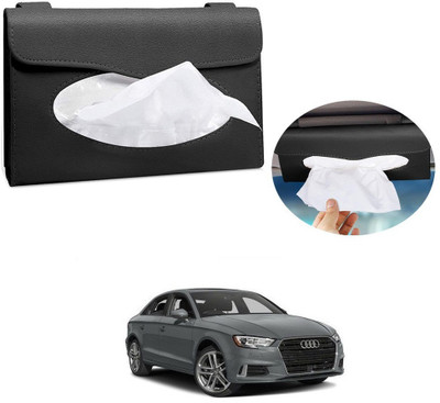 AutoGnix Car Tissue Holder Sun Visor Tissue Box Holder PU Leather Tissue Box For Audi A3 Vehicle Tissue Dispenser(Black)