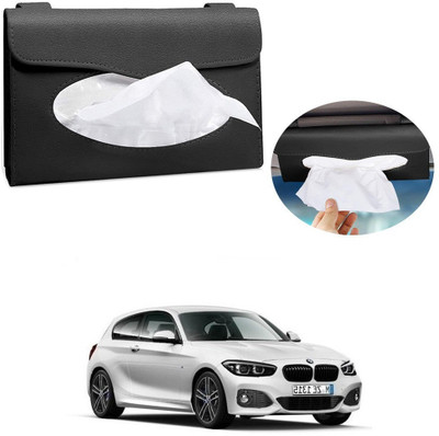 AutoGnix Car Tissue Holder Sun Visor T Holder PU Leather For BMW 1 Series Vehicle Tissue Dispenser(Black)
