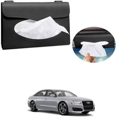 AutoGnix Car Tissue Holder Sun Visor Tissue Box Holder PU Leather Tissue Box For Audi A8 Vehicle Tissue Dispenser(Black)