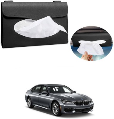 AXWee Car Tissue Holder, Sun Visor Napkin Holder, Tissue Box Holder, PU Leather Tissue Box, Backseat Tissue Purse Case Holder Black For BMW 725i Vehicle Tissue Dispenser(Black)