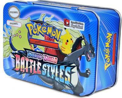 WHITE POPCORN TRADING CARD GAMES Sword and Shield Battle Styles Cards for All Ages Totally Surprising Sealed Pack Cards Game Card in Attractive Big Metal Tin Box(Multicolor)