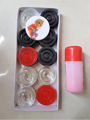 radion Plastic carrom coin set of 20 with powder and stricker Carrom Pawns(Pack of 24)