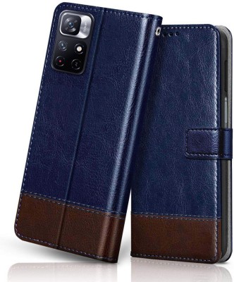 Winkel Flip Cover for Xiaomi Redmi Note 11T 5G(Blue, Brown, Cases with Holder, Pack of: 1)