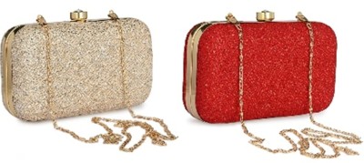 RAPID COSTORE Casual, Formal, Party, Sports Gold, Red  Clutch