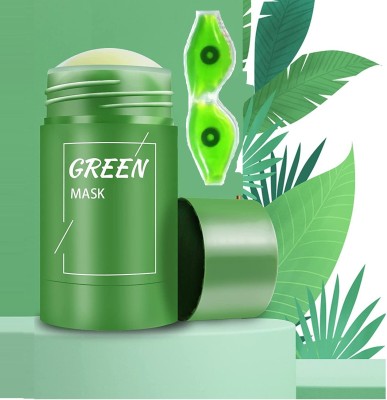 GFSU Skin facial green musk stick oil control green face mask stick whitening green tea purifying clay green mask stick And Aloe Vera Ice Cool Gel Eye Mask(2 Items in the set)