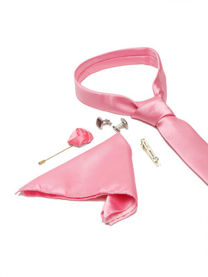 LOUIS STITCH Silk Tie & Cufflink(Pink)