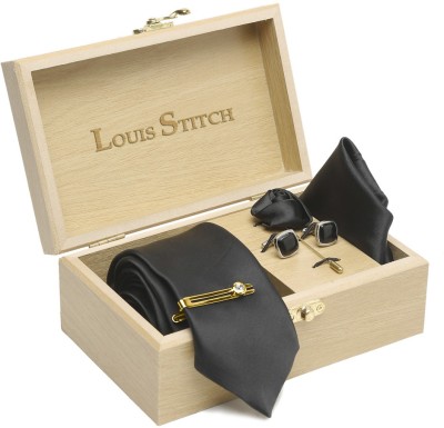 LOUIS STITCH Silk Tie & Cufflink(Black)