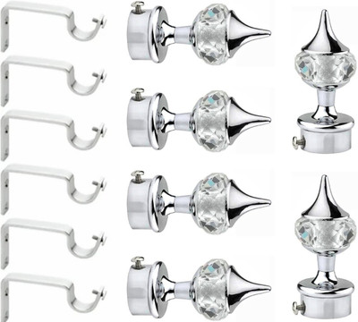 Ghazian Silver Curtain Knobs, Rod Rail Bracket Metal