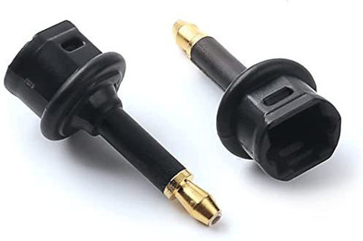 Tobo Digital Fiber Optic Toslink to 3.5mm Jack Mini Toslink (Pack of 2) Gaming Adapter(Black Adaptor Digital Optical Audio Mini Male Optical Audio Connector Adapter, For PS2, Wii)