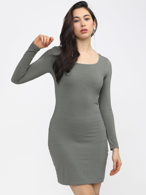Tokyo Talkies Women Pleated Green Knee Length Dress